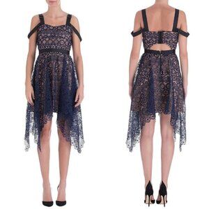 NWT Self-Portrait Circle Blue Lace Midi Dress $432
